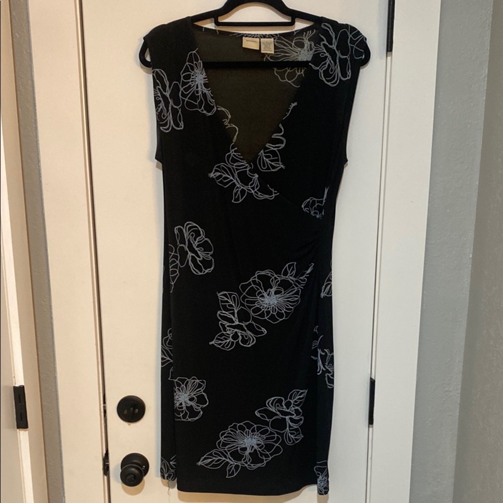 Merona Black Floral Faux-wrap Dress